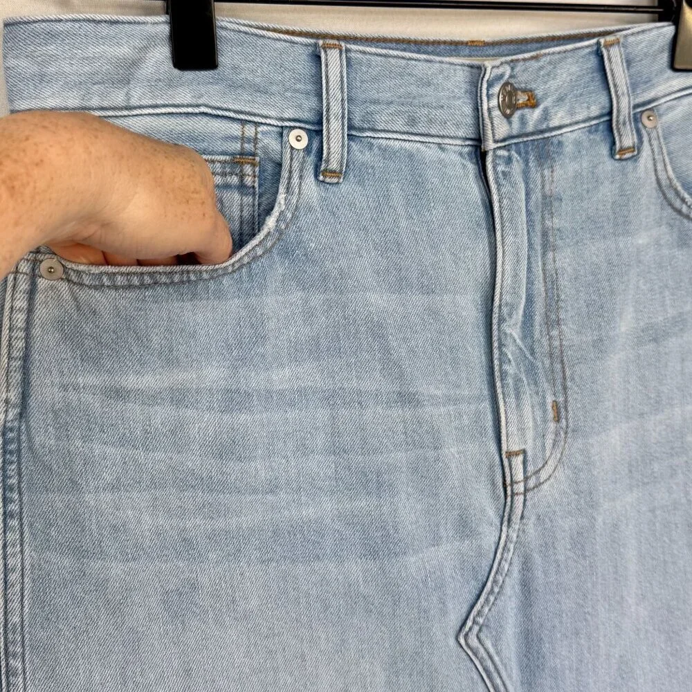 Madewell The Rilee Denim Fitzgerald Ultra Light Wash Midi Skirt Size 30